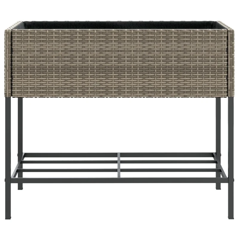 Jardineras Con Estante 2 Uds Ratán Sintético Gris 90x40x75 Cm