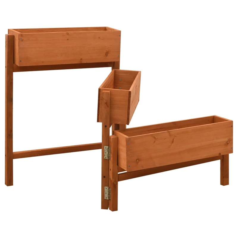 Jardinera Plegable De Jardín Madera Abeto Naranja 60x14x75 Cm