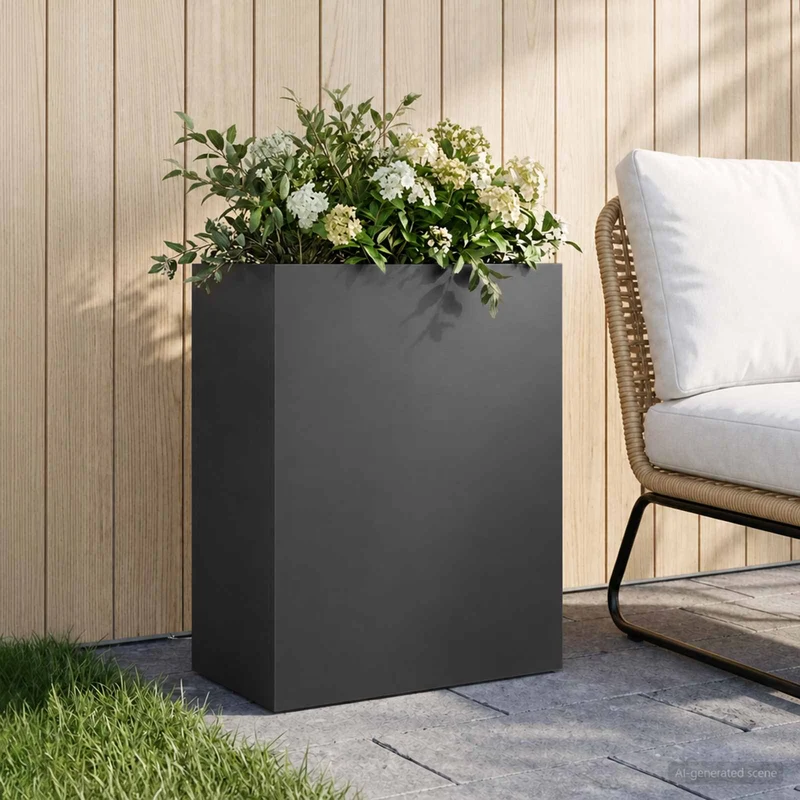 Macetero De Jardín Negro 40 X 20 X 50 Cm Acero Laminado En Frío