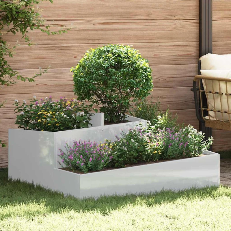 Macetero De Jardín Plateado 100 X 100 X 50 Cm Acero Galvanizado