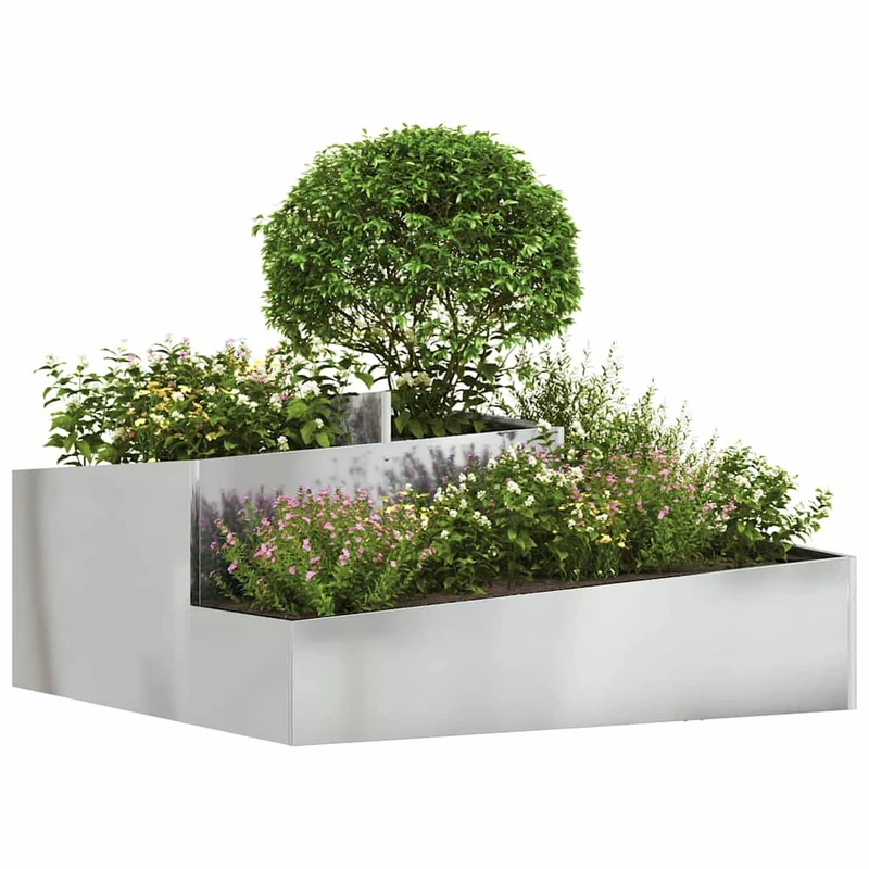 Macetero De Jardín Plateado 100 X 100 X 50 Cm Acero Galvanizado