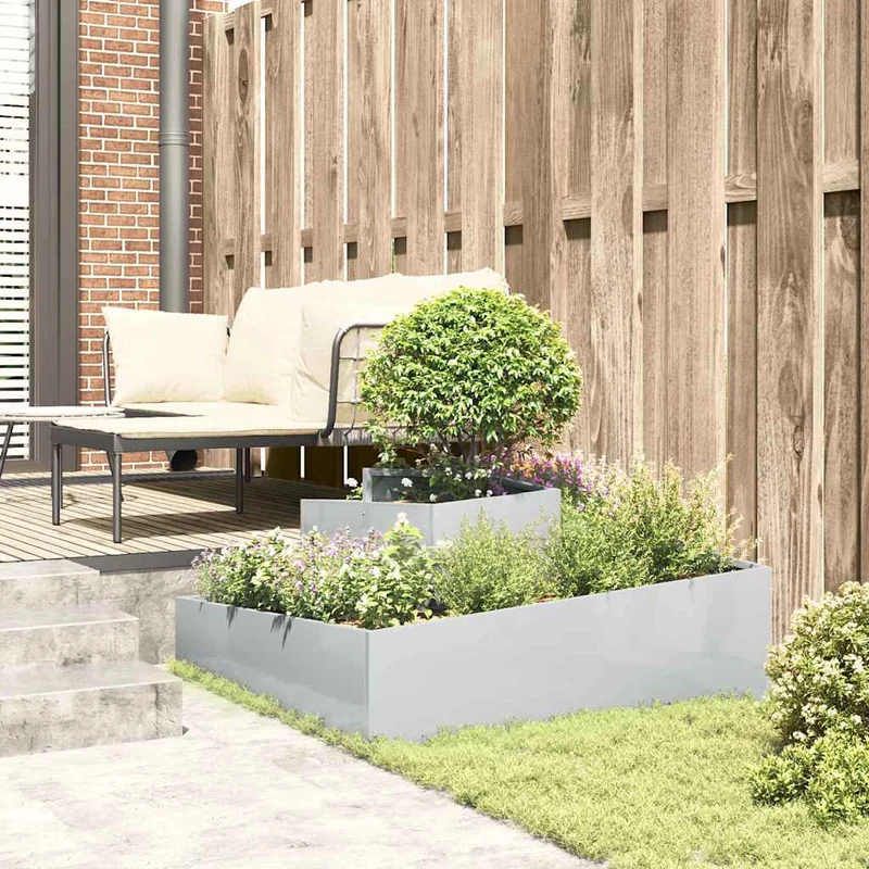 Macetero De Jardín Plateado 100 X 100 X 50 Cm Acero Galvanizado