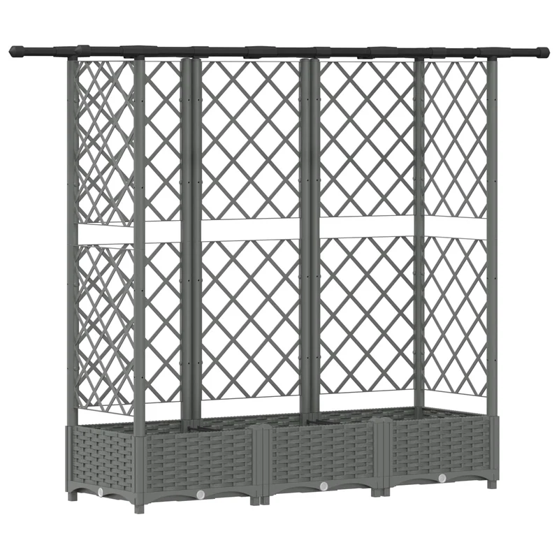 Cama Elevada Con Trellis Y Techo Gris Claro 164 X 40 X 121 Cm