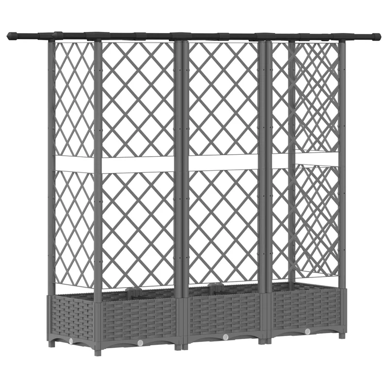 Cama Elevada Con Trellis Y Techo Gris Claro 164 X 40 X 121 Cm