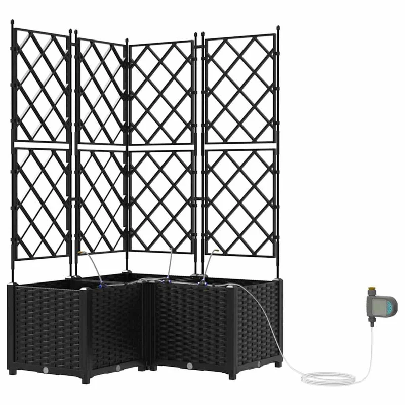 Macetero De Jardín 3 Uds. Negro 80 X 80 X 142 Cm Pp