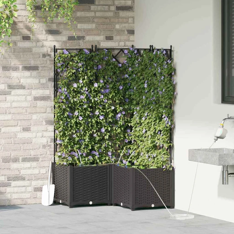Macetero De Jardín 3 Uds. Negro 80 X 80 X 142 Cm Pp