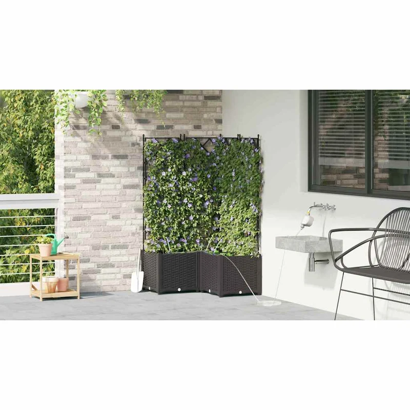 Macetero De Jardín 3 Uds. Negro 80 X 80 X 142 Cm Pp