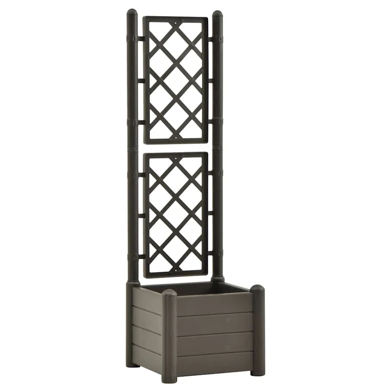 Jardinera Con Enrejado Pp Gris Antracita 43x43x142 Cm