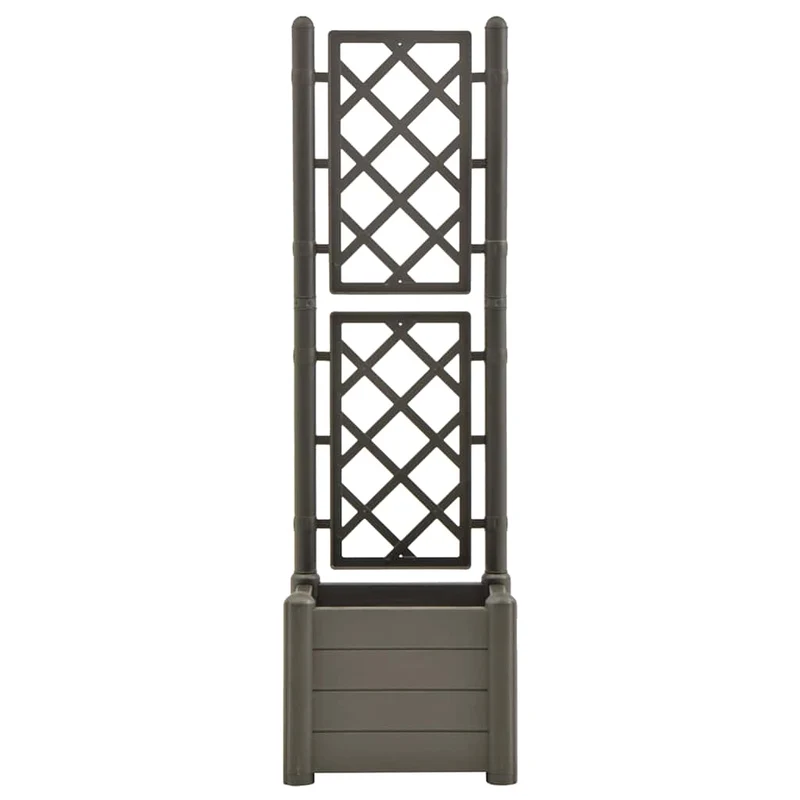 Jardinera Con Enrejado Pp Gris Antracita 43x43x142 Cm