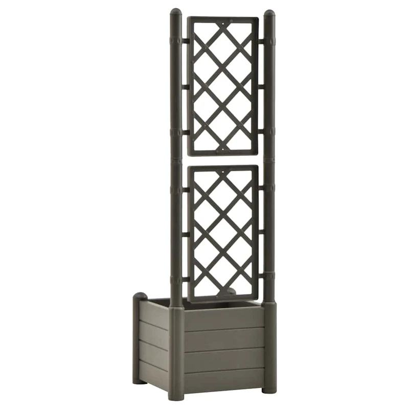 Jardinera Con Enrejado Pp Gris Antracita 43x43x142 Cm