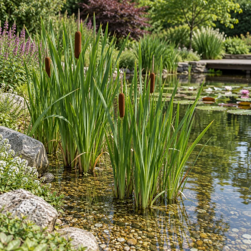 Espadaña Typha Latifolia Planta Estanque - Set 4 Plantas Con Cesta Y Sustrato