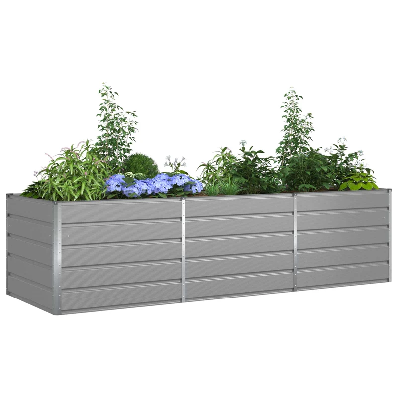 Jardinera Gris Claro 290 X 100 X 75 Cm Acero Galvanizado