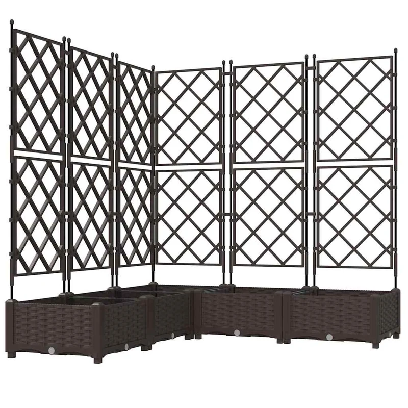 Macetero De Jardín 5 Uds. Marrón 120 X 120 X 125,5 Cm Pp