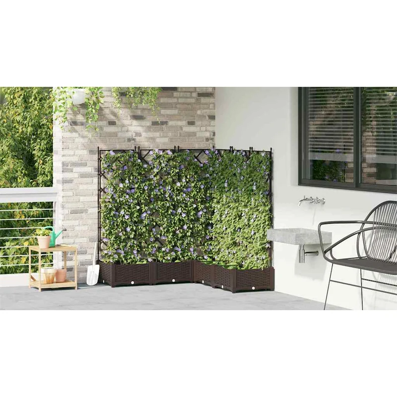 Macetero De Jardín 5 Uds. Marrón 120 X 120 X 125,5 Cm Pp