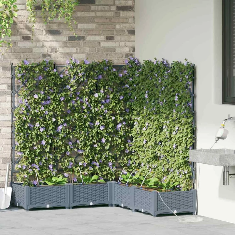 Macetero De Jardín 5 Uds. Gris Claro 120 X 120 X 126 Cm Pp