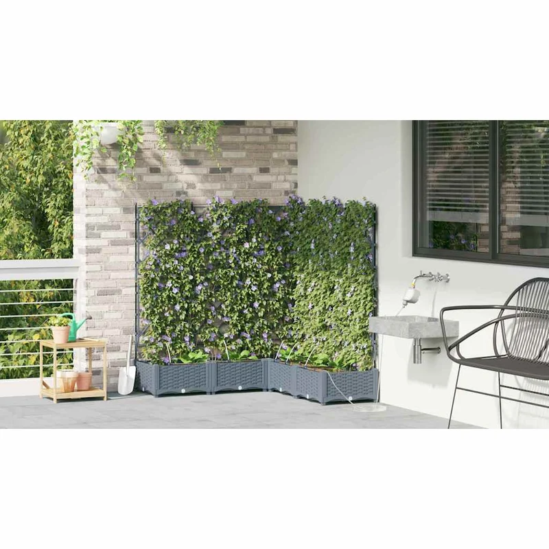 Macetero De Jardín 5 Uds. Gris Claro 120 X 120 X 126 Cm Pp