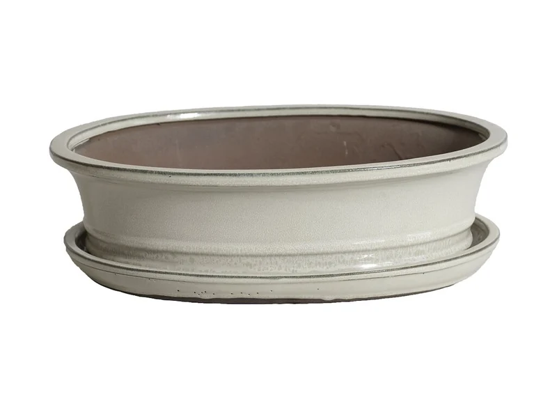 Tiesto Oval Crema Con Plato 31x25x9cm