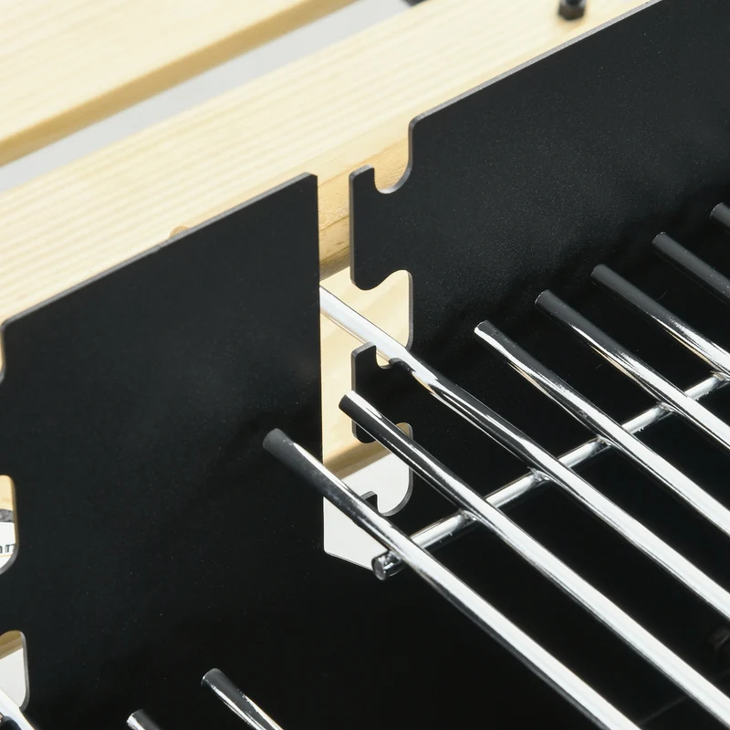 Outsunny Barbacoa de Carbón, Barbacoa Portátil, 113x53,5x82,5 cm, con 2 Parrillas Alturas Ajustables, Mesa Lateral, Estante y Ruedas, para Jardín o Fiesta al Aire Libre, Negro