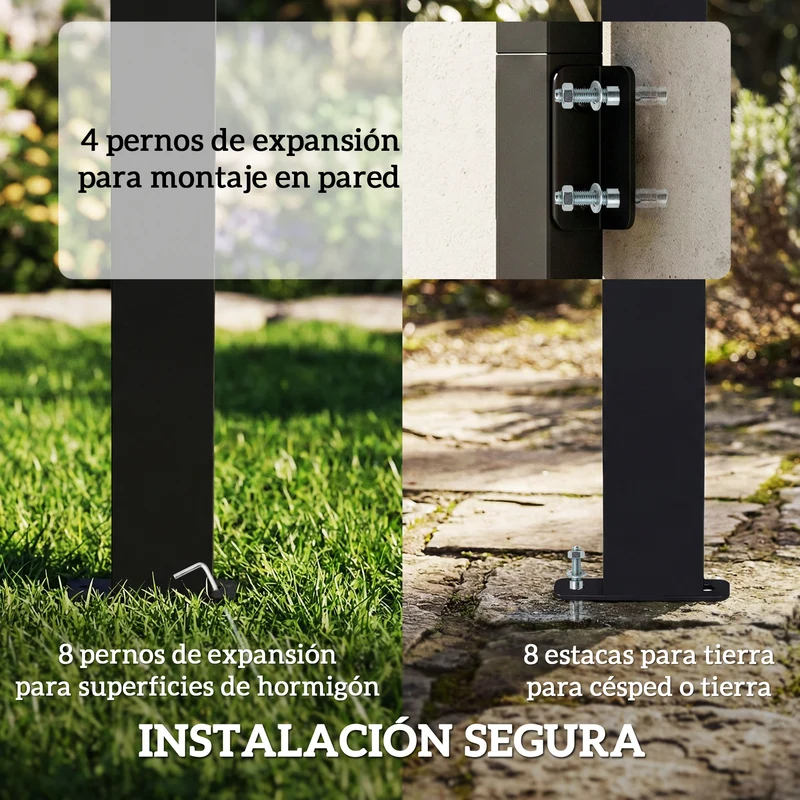 Outsunny Carpa Barbacoa 2,5x1,5 m, Gazebo para Barbacoa con Techo Inclinable de Policarbonato, UPF50+, Estructura de Metal Galvanizado y Aluminio, Diseño Adosado para Jardín Exterior, BBQ, Gris Oscuro