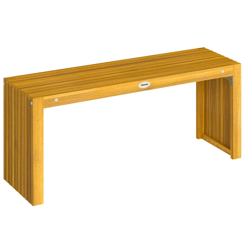 Outsunny Banco de Jardín de Madera, 110 cm, Banco Exterior Rústico de 2 Plazas con Asiento de Listones, Carga 240 kg, para Patio, Porche, Parque, Balcón, Natural