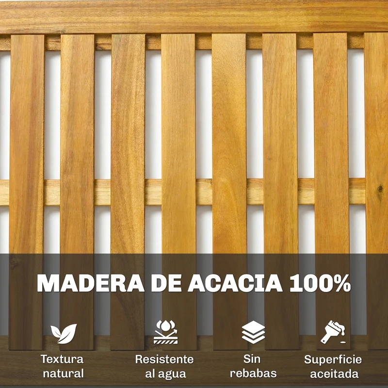 Outsunny Alfombrilla de Ducha de Madera de Acacia, 91x51 cm, Alfombra de Baño Antideslizante con Drenaje, Tarima de Ducha Interior y Exterior, para Baño, Spa, Jardín o Piscina