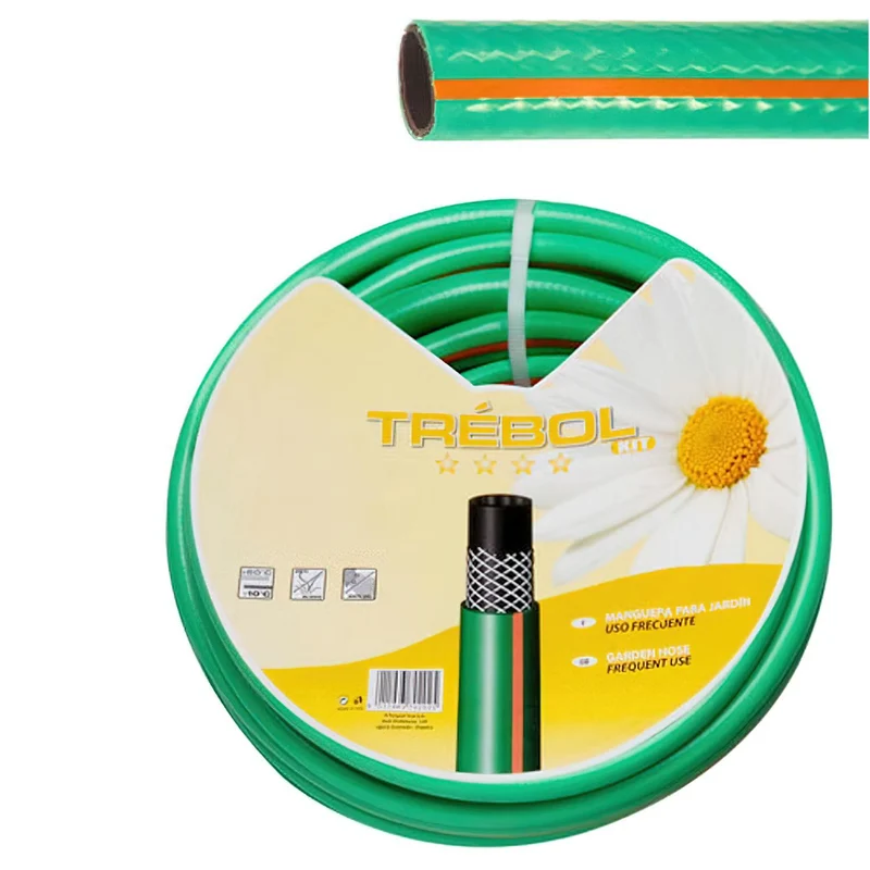 Manguera Verde Trebol Trenzado 15 Mm. - 5/8 Rollo 50 Metros