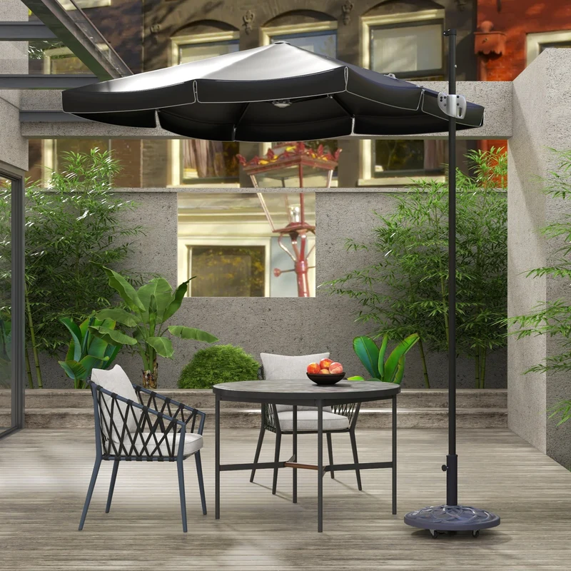 Outsunny Base de Sombrilla Peso 25 kg Soporte para Parasol Redondo de Metal y Cemento para Poste de Parasol de Ø34/38/48 mm con 4 Ruedas para Terraza Jardín Playa Ø52x38 cm Bronce