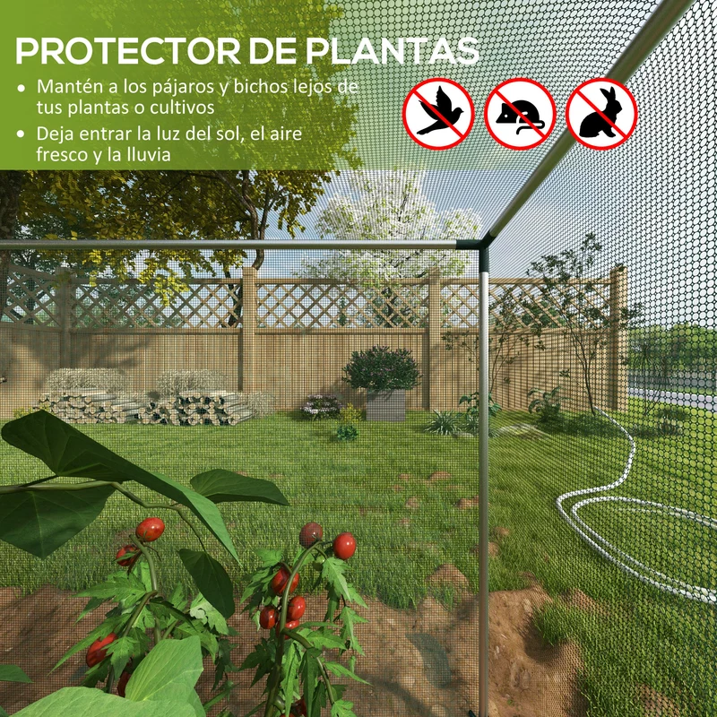 Outsunny Jaula de Cultivo Jaula de Protección con Soportes de Acero Puerta con Cremallera para Proteger las Plantas en Patio Jardín Terraza 120x120x110 cm Verde
