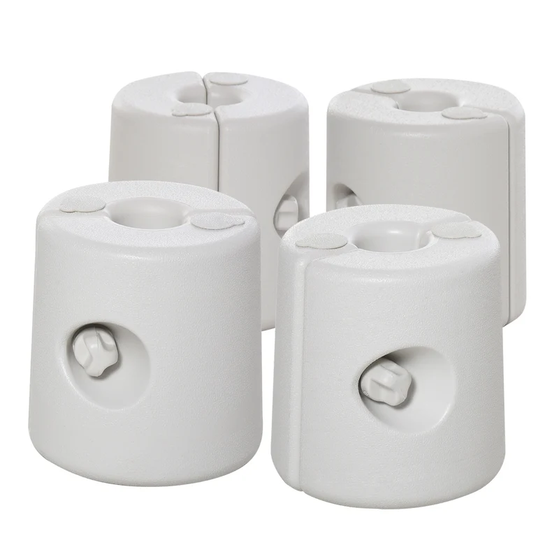 Outsunny Pack de 4 Pesos para Carpas Plegables Soportes Rellenables con 9 kg de Agua Pesos para Cenador con Perillas de Fijación Ø22/24x25 cm Blanco