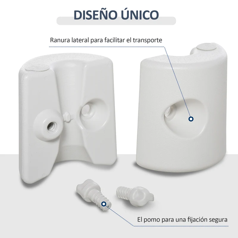 Outsunny Pack de 4 Pesos para Carpas Plegables Soportes Rellenables con 9 kg de Agua Pesos para Cenador con Perillas de Fijación Ø22/24x25 cm Blanco