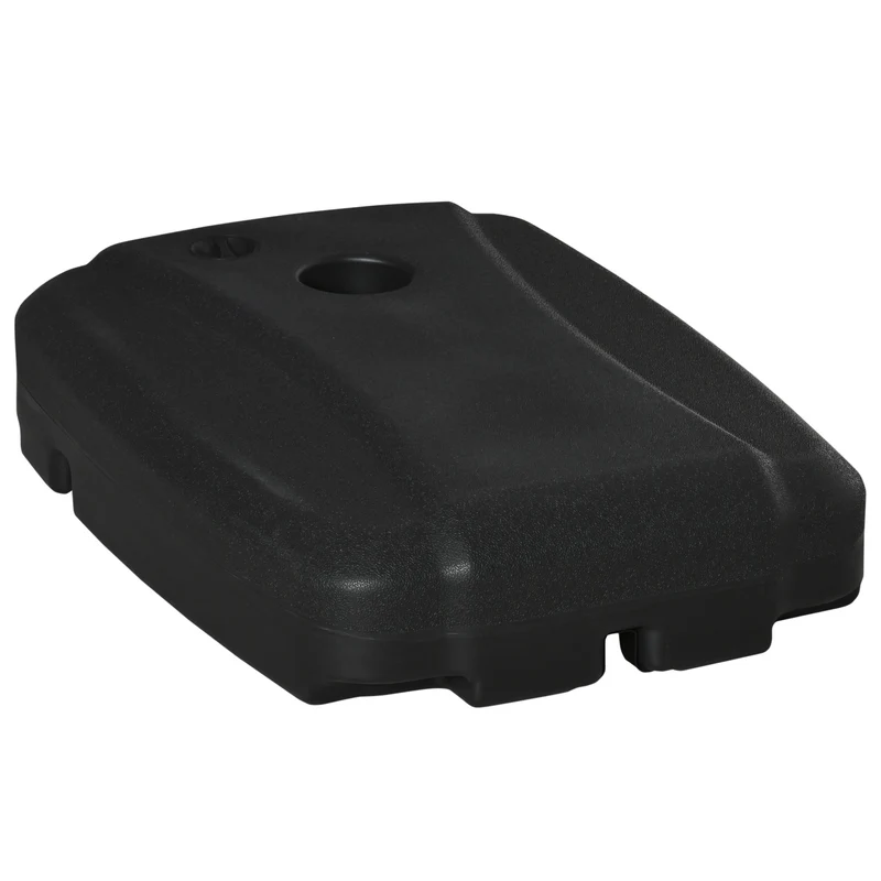Outsunny Base de Sombrilla con 2 Ruedas Rellenable de Agua 80 kg Arena 90 kg o Mixto 100 kg Soporte de Parasol para Base Cruzada para Jardín Patio Terraza 80x60x20 cm Negro