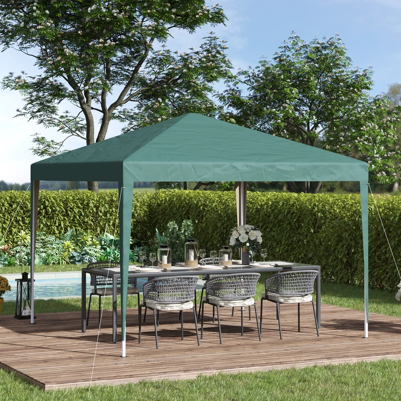 Outsunny Carpa Plegable Gazebo 3x3 m Cenador Plegable con Altura Ajustable en 3 Niveles Toldo Anti-UV y Bolsa de Transporte para Camping Fiestas Verde