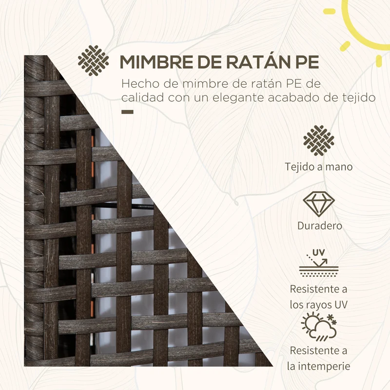 Outsunny Linterna de Jardín de Ratán Sintético Luces Solares Exterior con Luces LED Encendido/Apagado Automático para Terraza Balcón Patio 17x17x46 cm Gris