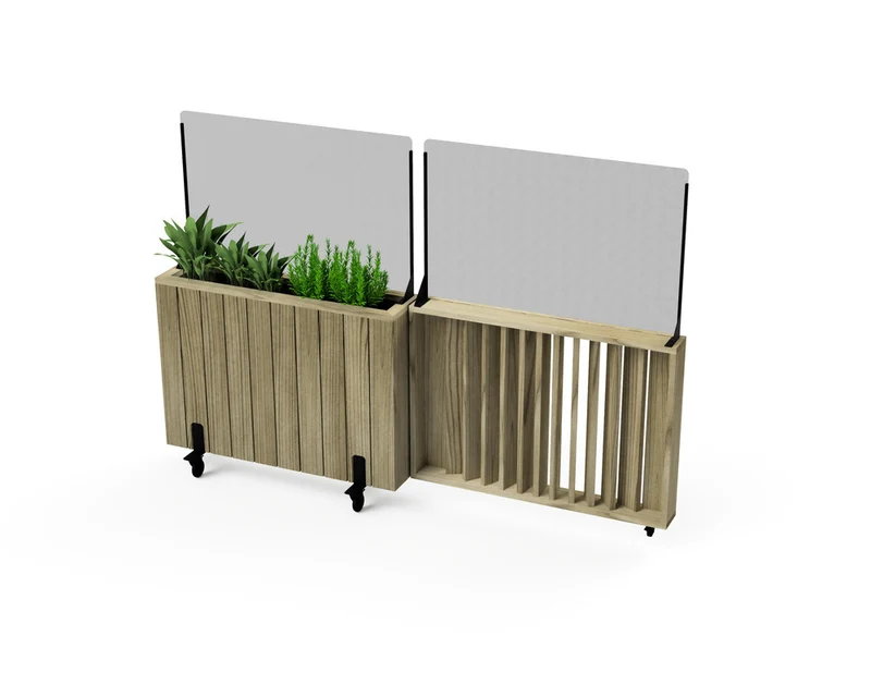 Kit Jardinera Alta De Madera Con Barandilla Y Cortavientos 60 Cm 100x24x80 Cm Hortalia
