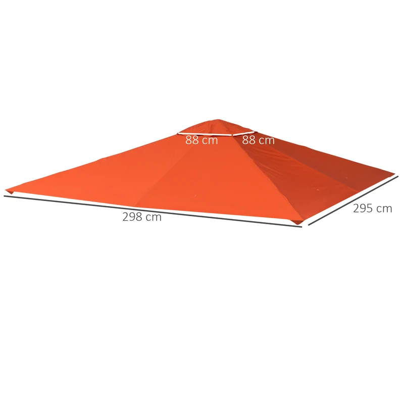 Outsunny Techo De Repuesto 300x300 Cm Cenador De Jardín Con 8 Orificios Naranja