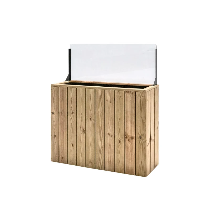 Jardinera Alta De Madera Autoportante Con Cortavientos 40 Cm 100x34,5x80 Cm Hortalia
