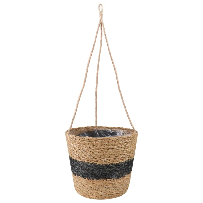 Hanging Plant Pot 3 Uds. Natural Y Negro Ø26 X 19 Cm