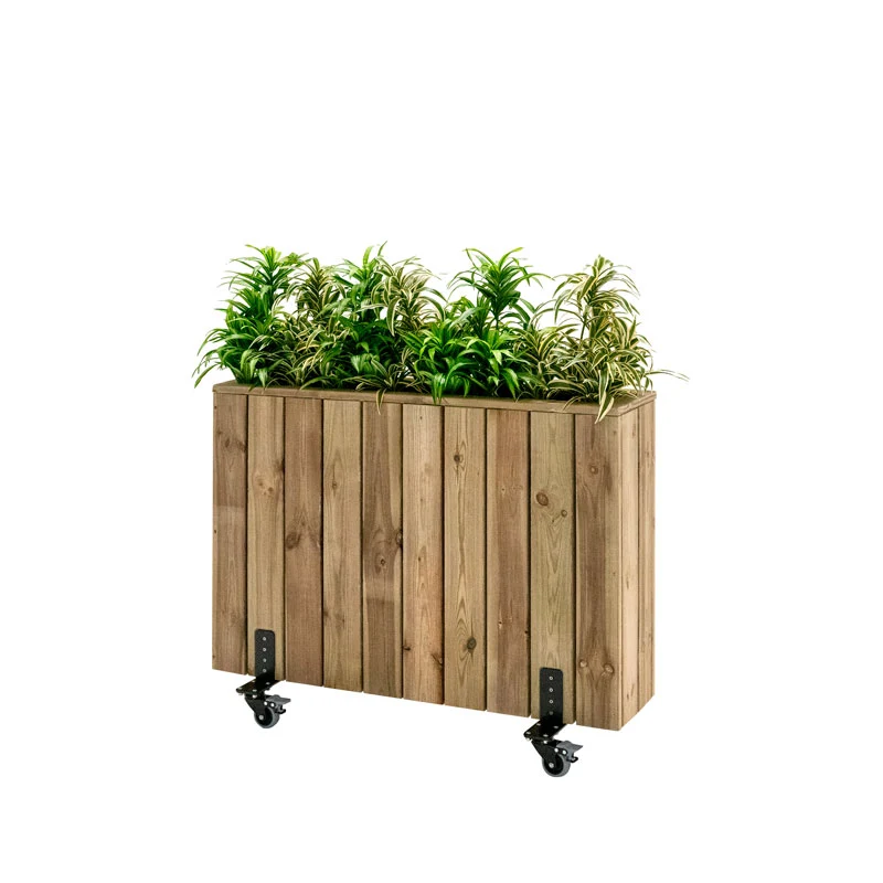 Jardinera Alta De Madera Con Ruedas 100x24x80 Cm Para Terrazas Hortalia
