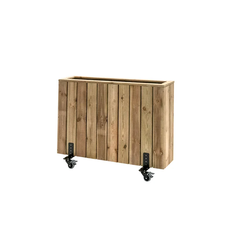 Jardinera Alta De Madera Con Ruedas 100x24x80 Cm Para Terrazas Hortalia