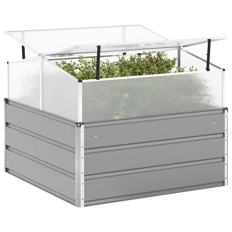 Jardinera Gris Claro 100 X 100 X 77 Cm Acero Galvanizado