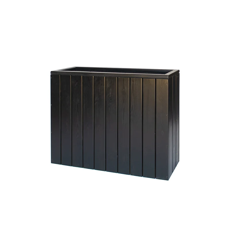 Jardinera Alta De Madera Autoportante 100x34,5x80 Cm Ebony Black Hortalia