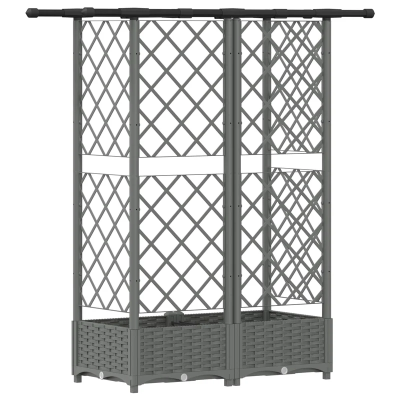 Cama Elevada Con Trellis Y Techo Gris Claro 124 X 40 X 121 Cm