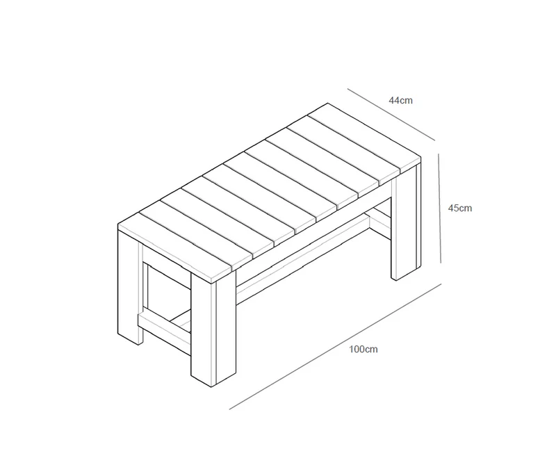Banco De Madera 100x44x45 Cm Hortalia
