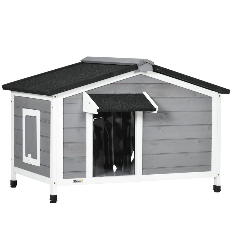 Pawhut Caseta Para Perros De Exterior Con Techo Asfáltico 97x72x65 Cm Gris