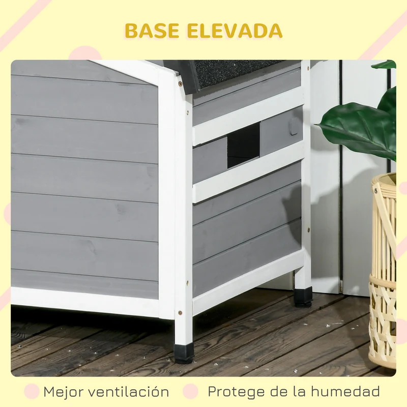 Pawhut Caseta Para Perros De Exterior Con Techo Asfáltico 97x72x65 Cm Gris