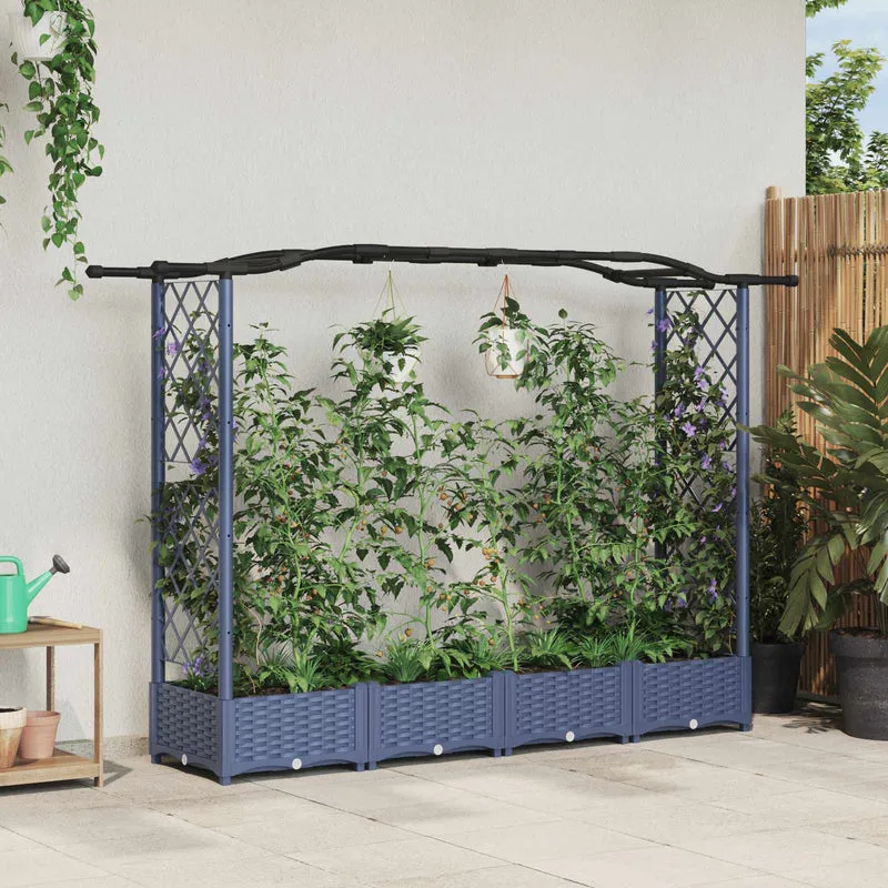 Cama Elevada Con Trellis Y Techo Gris 207 X 40 X 123 Cm Pp