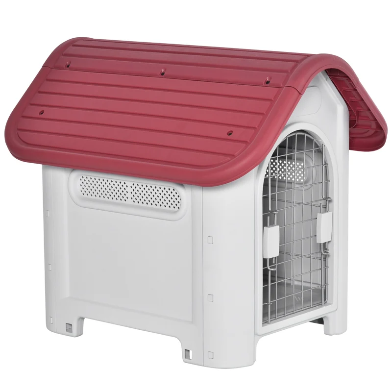 Pawhut Caseta De Perro Con 3 Respiraderos Puerta Ventana Para Jardín Terraza