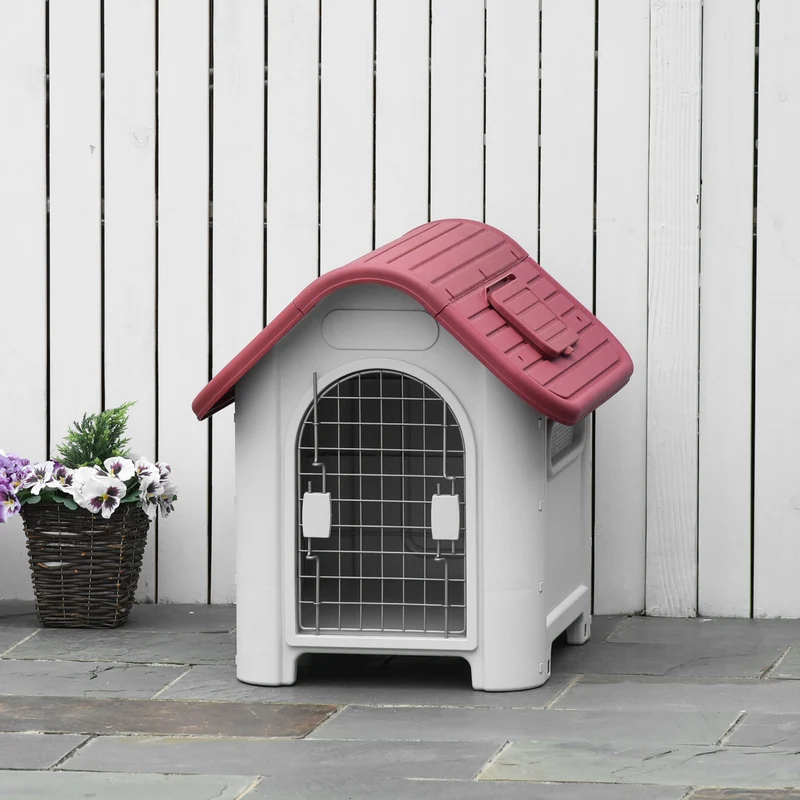 Pawhut Caseta De Perro Con 3 Respiraderos Puerta Ventana Para Jardín Terraza