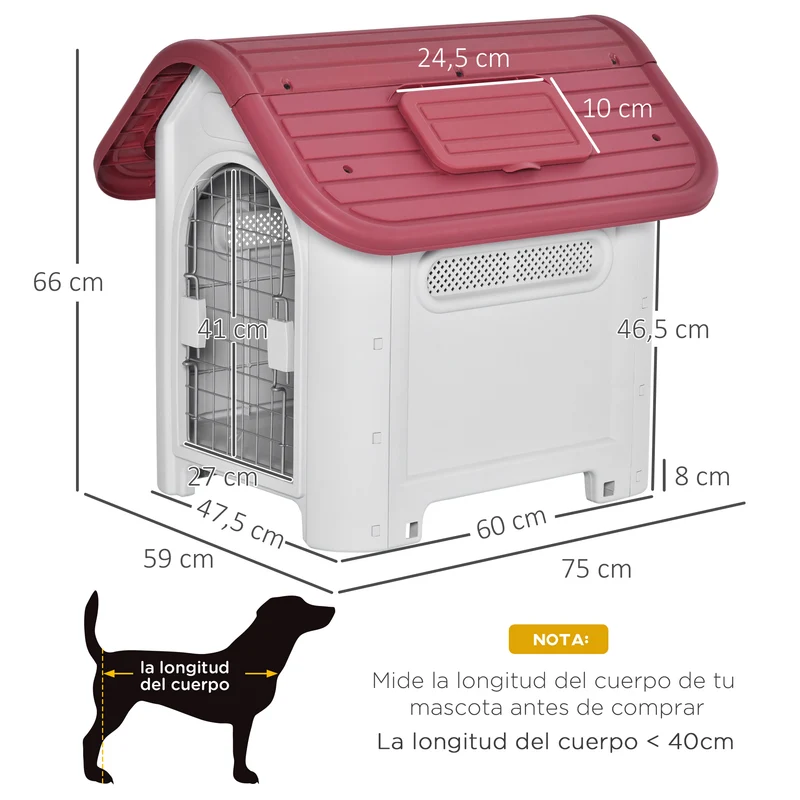 Pawhut Caseta De Perro Con 3 Respiraderos Puerta Ventana Para Jardín Terraza