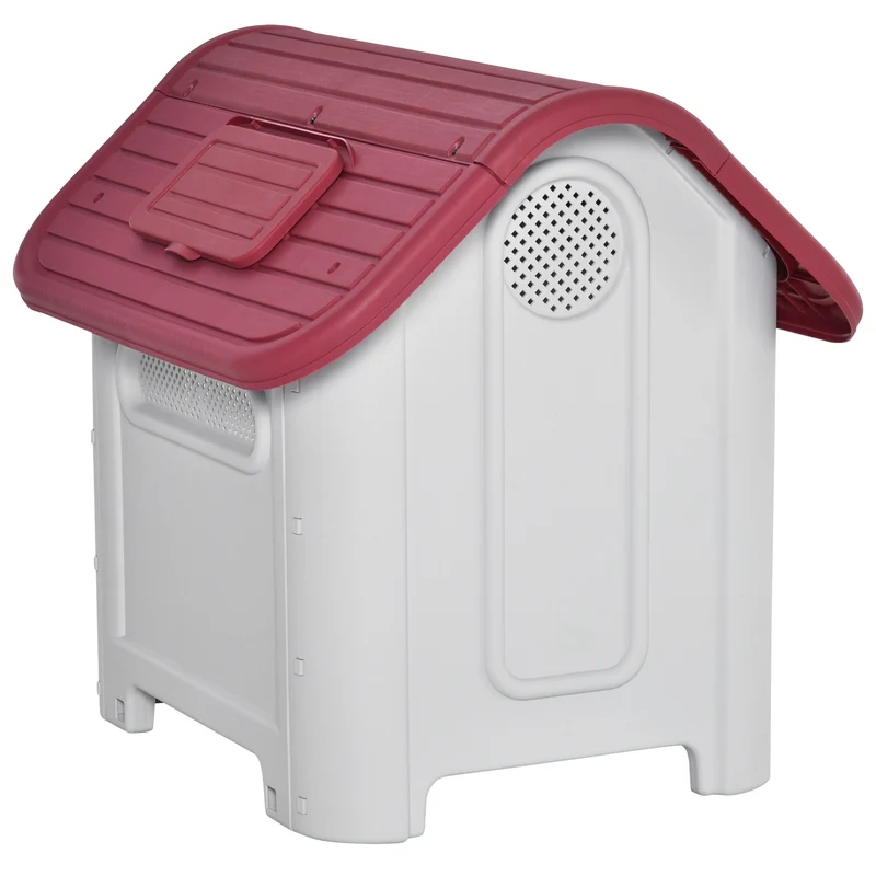 Pawhut Caseta De Perro Con 3 Respiraderos Puerta Ventana Para Jardín Terraza
